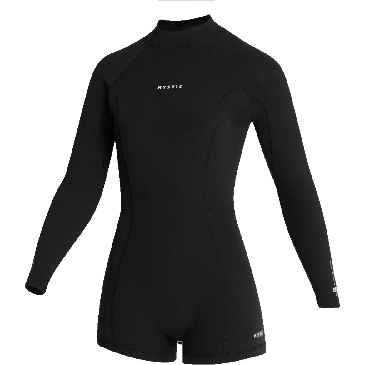 2026 Mystic Womens Lunar 2/2mm Back Zip Long Sleeve Shorty Wetsuit 35000.260071 - Black